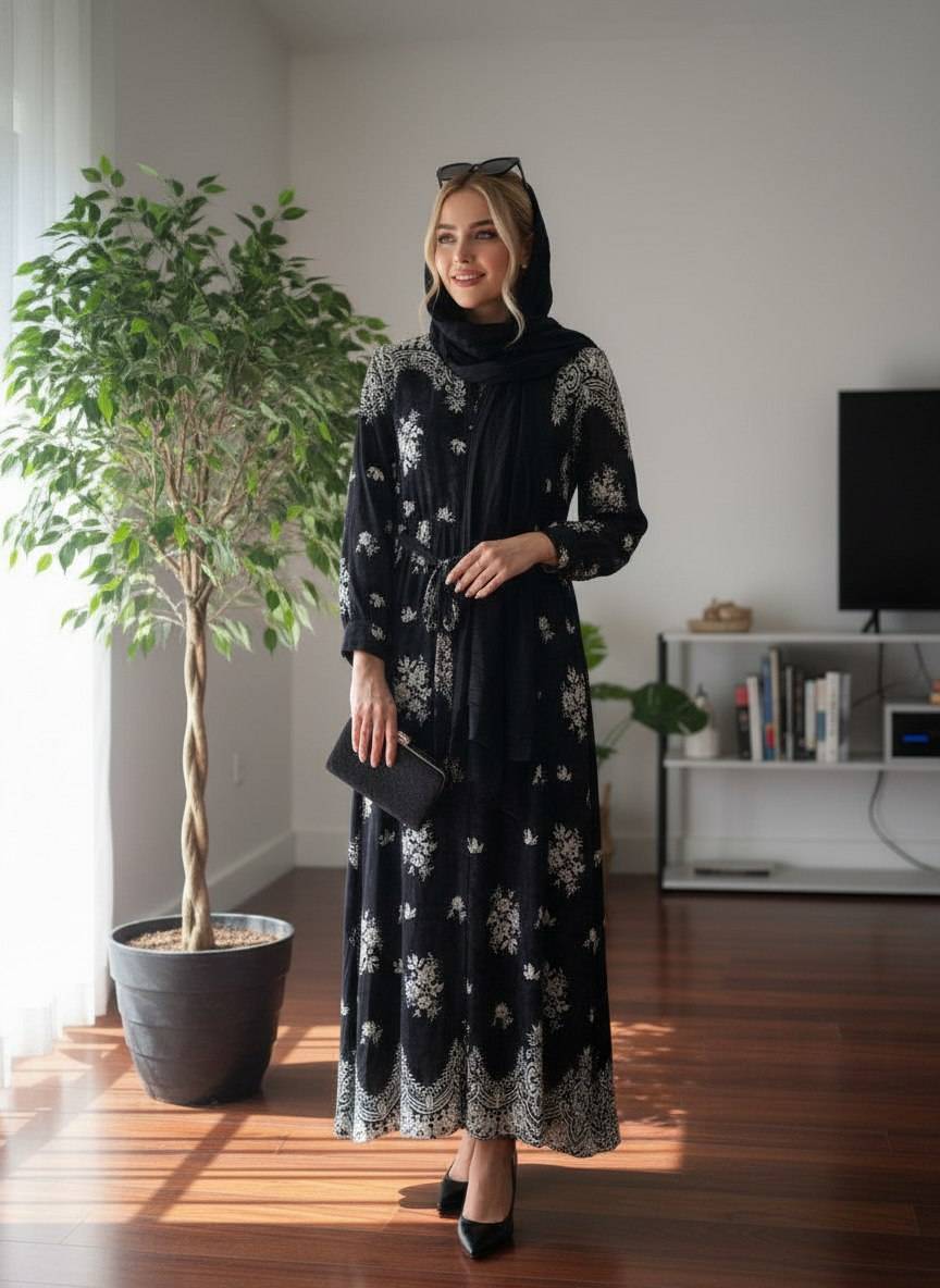 پیراهن یقه چین دارپتینه ای بلند سوپرسافت ساحلی کفتان ارسال رایگان
